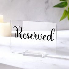 10 Set Acrylic Reserved Table Signs Clear Wedding Holder Cards Reception Party