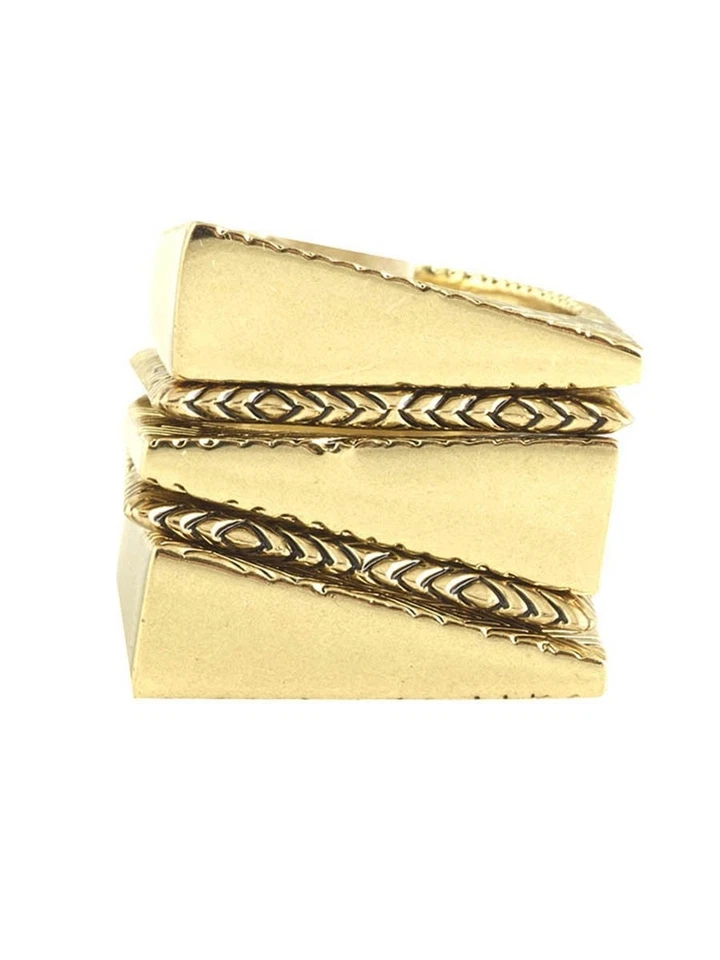 House of Harlow 1960 plano cambiante chapado en oro 5 pilas anillos múltiples 6 7 8 9 Foto 2 de 2