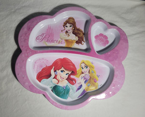 Disney Princesses Divided Plate Pink New Zak! Designs Plastic Belle Ariel