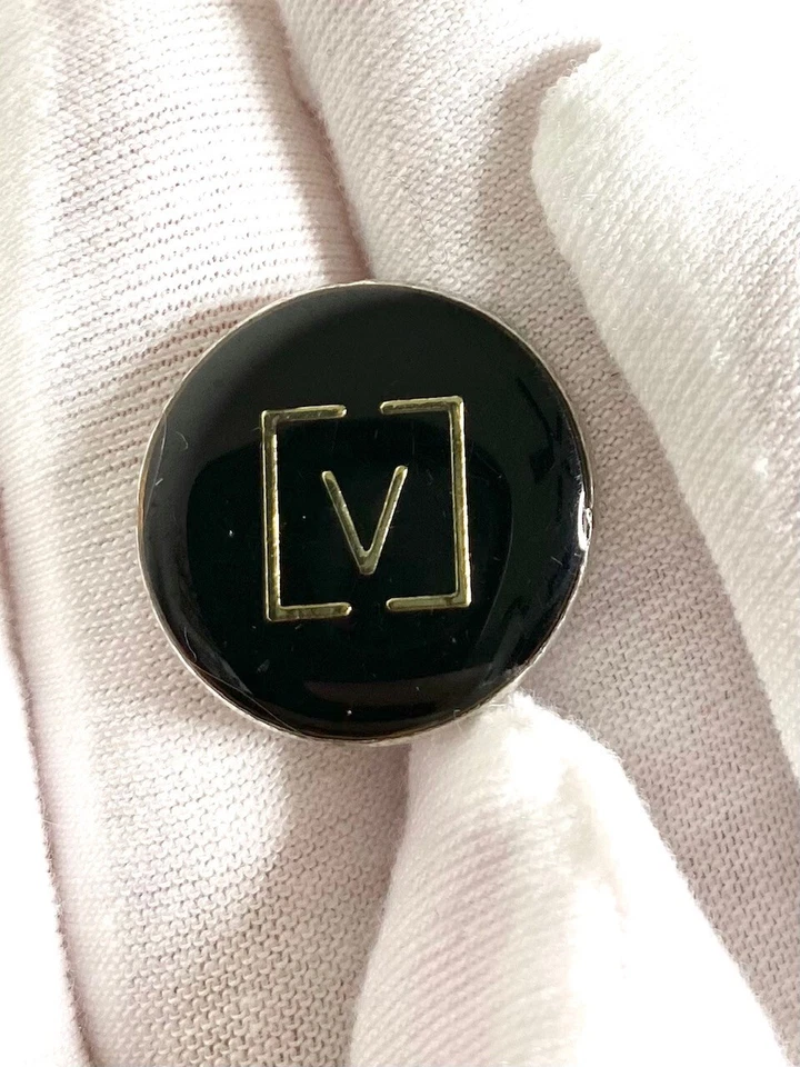 (9) VALENTINO V Logo Black Gold Buttons Replacement Suit Jacket Coat Cuffs VTG - Image 2 of 4