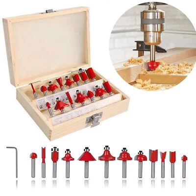 TECHFECTION 15pcs Router Bit Set 1/4“ 6.35mm Shank Tungsten Carbide Tipped Router Bit Set