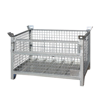 Gitterbox-Stapelpalette 1000x800x750 mm feuerverzinkt mit klappbarer Längsseite