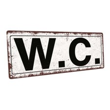 W.C. Metal Sign; Wall Decor for Bath or Laundry