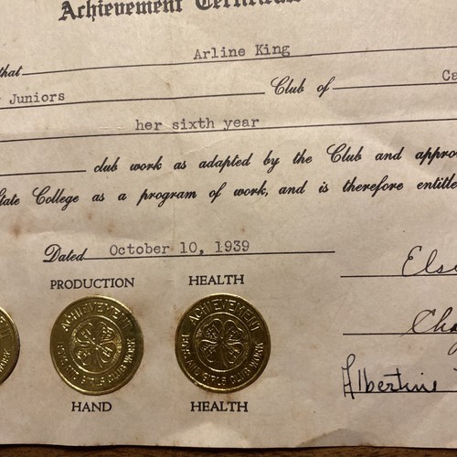 1939 Canton Connecticut Departamento de Agricultura 4H Club Certificado de Logro P7b - Imagen 8 de 19