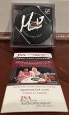 Max Domi Autographed Signed Official NHL Game Puck Carolina Hurricanes JSA COA