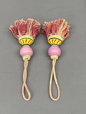 2 Vintage MacKenzie-Childs Ceramic Multicolor Tassel/Tie Backs (83