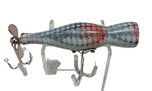 Leurre De Pêche Vintage EGER BAIT CO. #301 Bois - Bande Noire Et Blanche