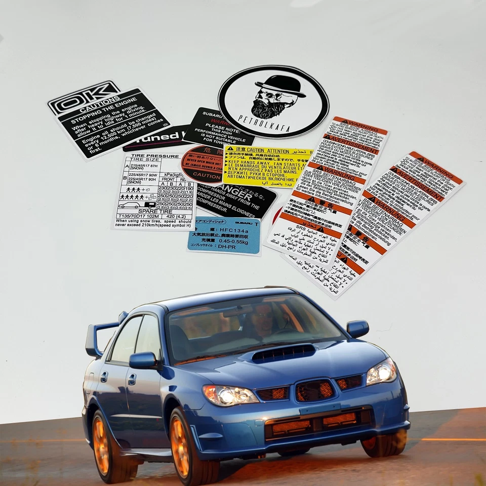 Subaru Impreza Wrx Sti Hawkeye Car Restoration Warning Stickers Emblem Labels - Image 3 of 4
