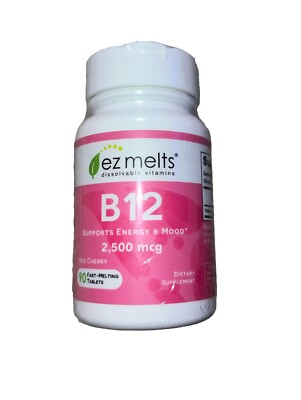 EZ Melts B12 Sublingual Vitamin 2,500 mcg, Methylcobalamin, Sugar-Free SEALED