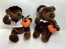 Dan Dee Collector's 2 Brown Bears Fall Thanksgiving Pilgrim Pumpkin