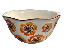 Pioneer Woman Serving Bowl Orange Floral Scalloped Edge 8" x 4" Boho Farmhouse