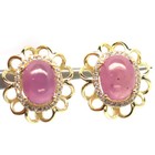 925 Sterling Silver 18K Gold Plated 8 x 10 MM. Red Ruby & White Zircon Earrings