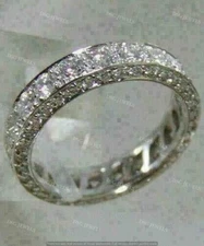 Real 925 Sterling Silver 4 Ct Moissanite Full Eternity Wedding Band Ring Size-9