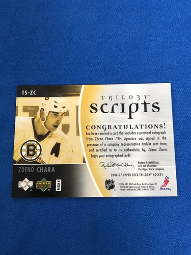 2006-07 Upper Deck Trilogy Script Zdeno Chara Auto #TS-ZC Bruins Hockey - Foto 5 di 5