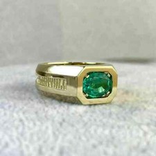 2Ct Oval Cut Lab Created Green Emerald Engagement Ring 14K Yellow Gold Over