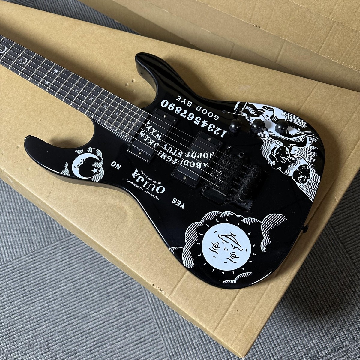 6 String Black Kirk Hammett Ouija Electric Guitar HH Pickup