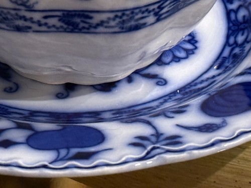 19thC (3) Cup & Saucer Sets & Mug/plate Johnson Brothers HOLLAND Flow Blue 8 PCS - Picture 13 of 24