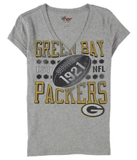 Green Bay Packers Women's Weathered Gray V-Neck Shirt