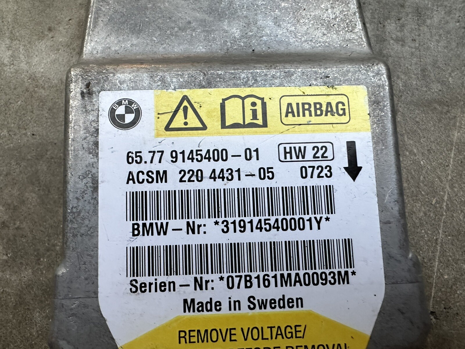 BMW Air Bag Module 65.77 9145400-01 | eBay