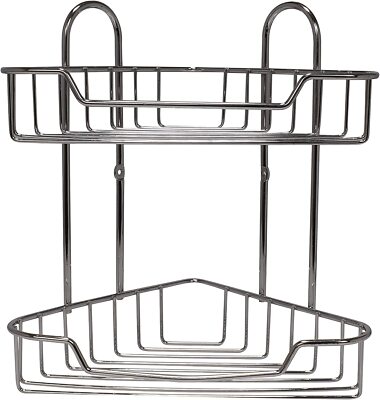 e-Best Bad Eckregal, Duschregal, Regal Dusche, Metall, verchromt, mit 2 Böden