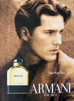 1990 ARMANI Eau For Homme Handsome Man Photo PRINT AD | eBay