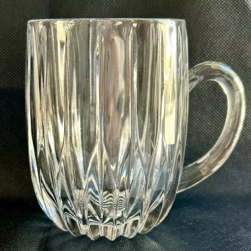 Mikasa Park Lane Crystal Glass Coffee Mug Vertical Ribbed Pattern Germany Used