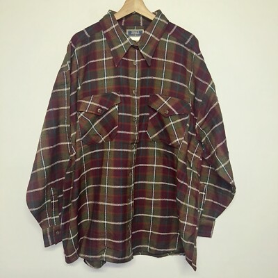 Vintage 1990 s Erika Classics Button Up Flannel Shirt, Deadstock NWT, Size 3XL