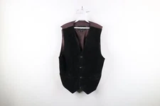 Vintage 90s Streetwear Mens XL Distressed Suede Leather Buckle Back Vest Black