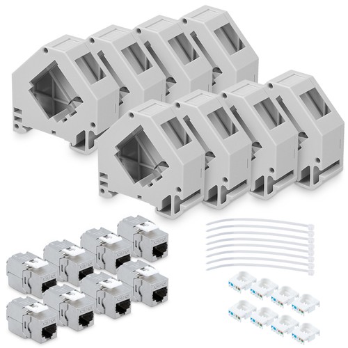 Set 8x Modulo Keystone per Cavi CAT 6A 8x Adattatore Guida DIN Presa RJ45 - Afbeelding 5 van 8