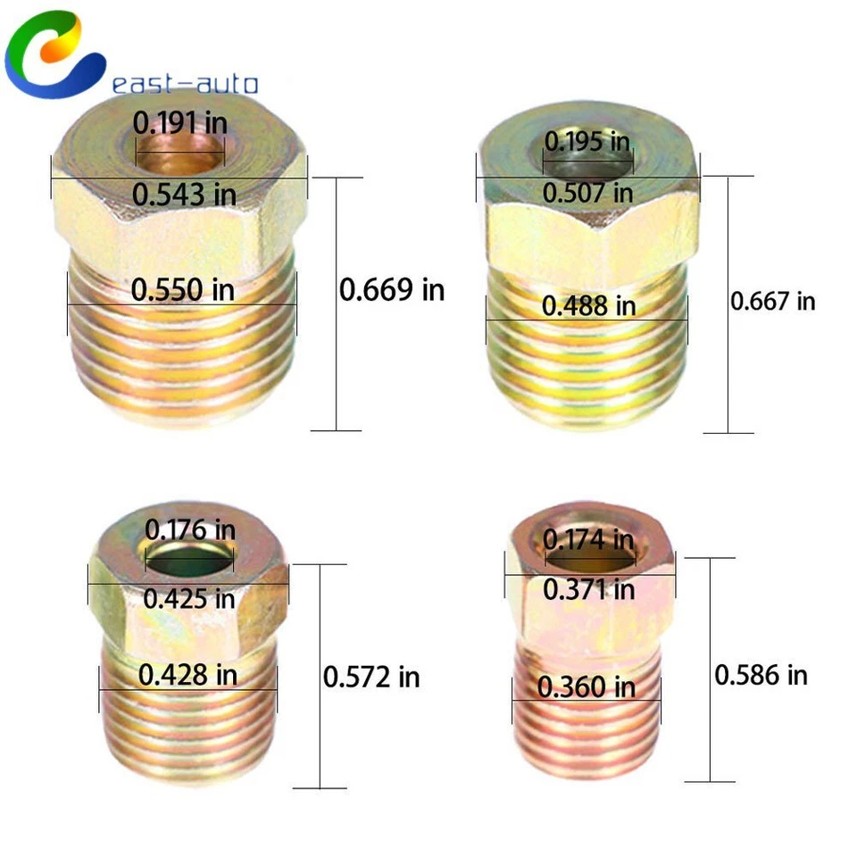 Kits de tubos de línea de freno OD de 25 pies 3/16" y tuerca de conector de tubo de freno de 16 Foto 4 de 4