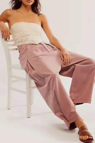 Women's Baggy Pants Wide Leg Casual Cotton Ankle Jeans Mid Rise Harem Pants - Picture 16 of 34