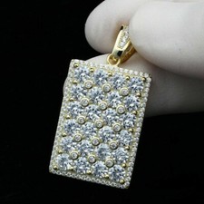 Ciondolo Charm Targhetta Cane Diamante Taglio Tondo 2 Ct Gioielli Regalo Oro Giallo 14k Over