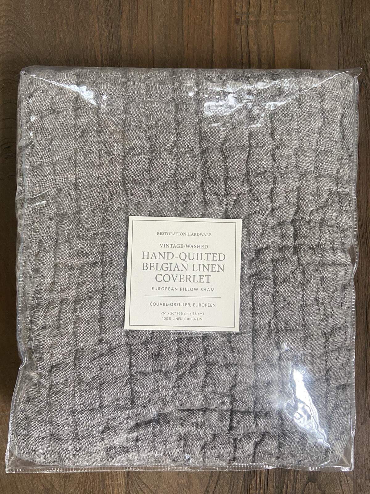 Restoration Hardware Hand Quilted Belgian Linen Euro Pillow Sham
