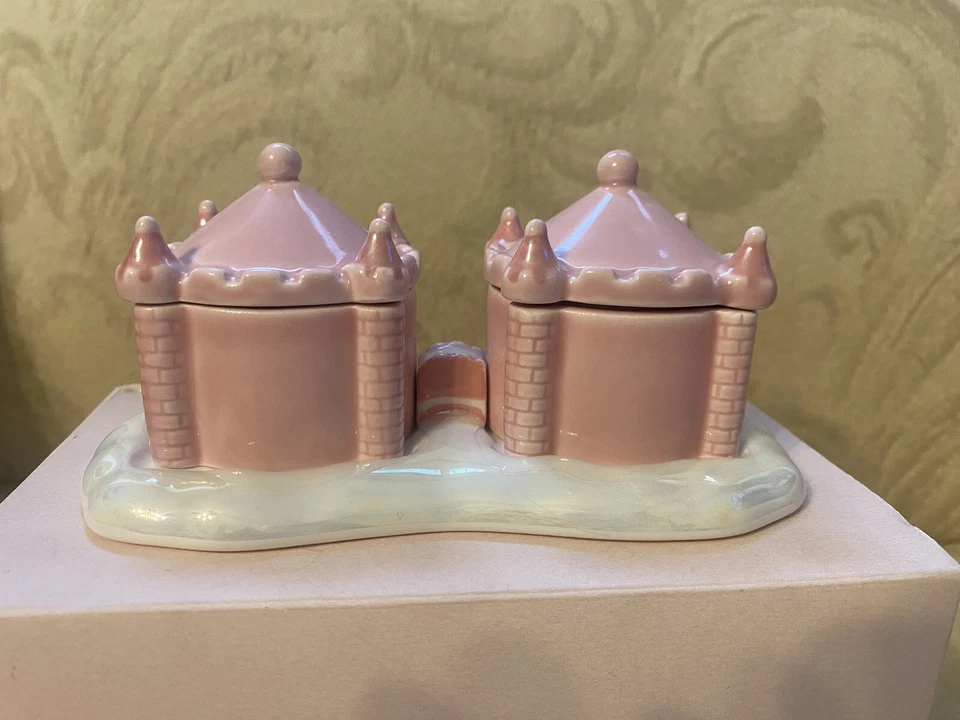 Baratija castillo rosa recuerdo primer diente y bloqueo de cabello Russ porcelana bebés Foto 4 de 4