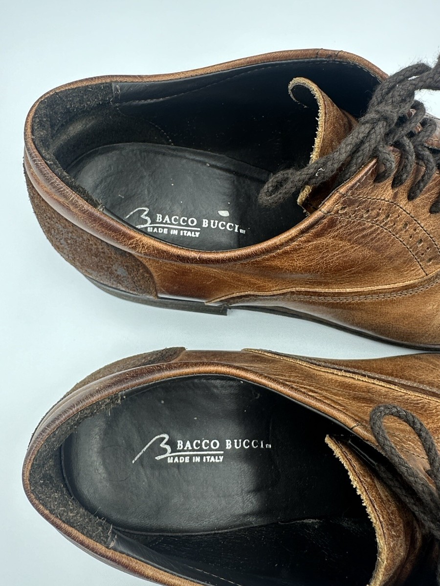靴 90-00s Made in Italy Bacco Bucci Bacco Bucci Boni Brown Genuine Leather Calfskin Oxford Shoes 11 | eBay
