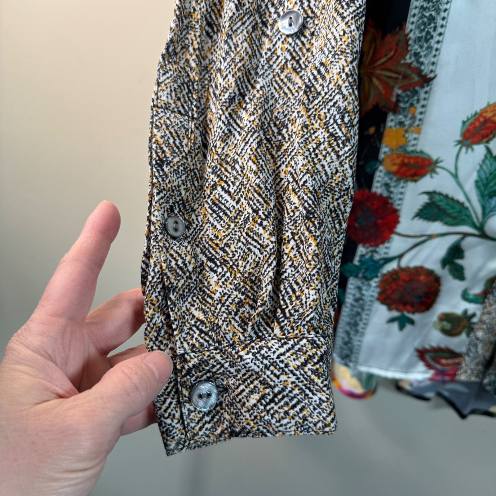 John Mark Multicolor Floral Patchwork Button Down… - image 9