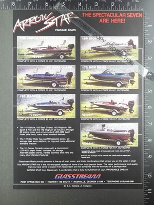 1989 AD for Glasstream Arrow Star 145 19 CC 172 BR 162 Magnum 166 155 Bass boat