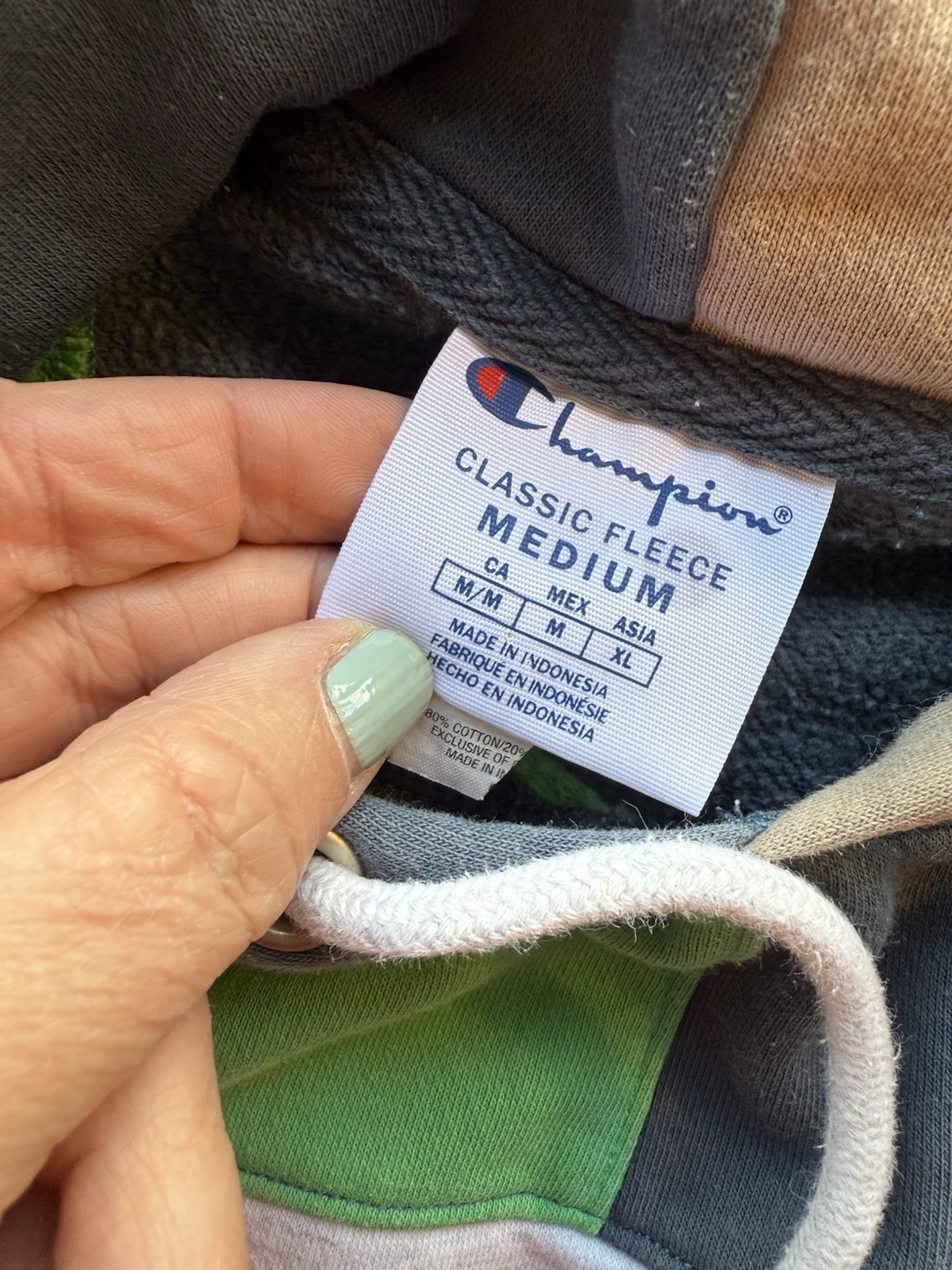 Champion Hoodie Pullover Patchwork Colorblock Siz… - image 6