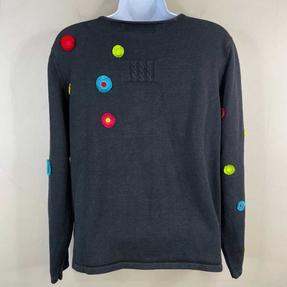 Marisa Christina Cardigan Sweater Womens Large Embroidered Flower Colorful Twee - Image 2 of 4