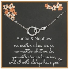 Aunt Gifts from Nephew, 925 Sterling Silver Infinity Necklace for Women, Mother’
