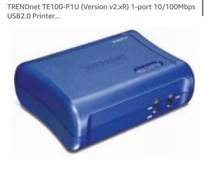 TRENDnet TE100-P1U 10/100Mbps USB 2.0 1-Port Ethernet Print Server Blue Open Box