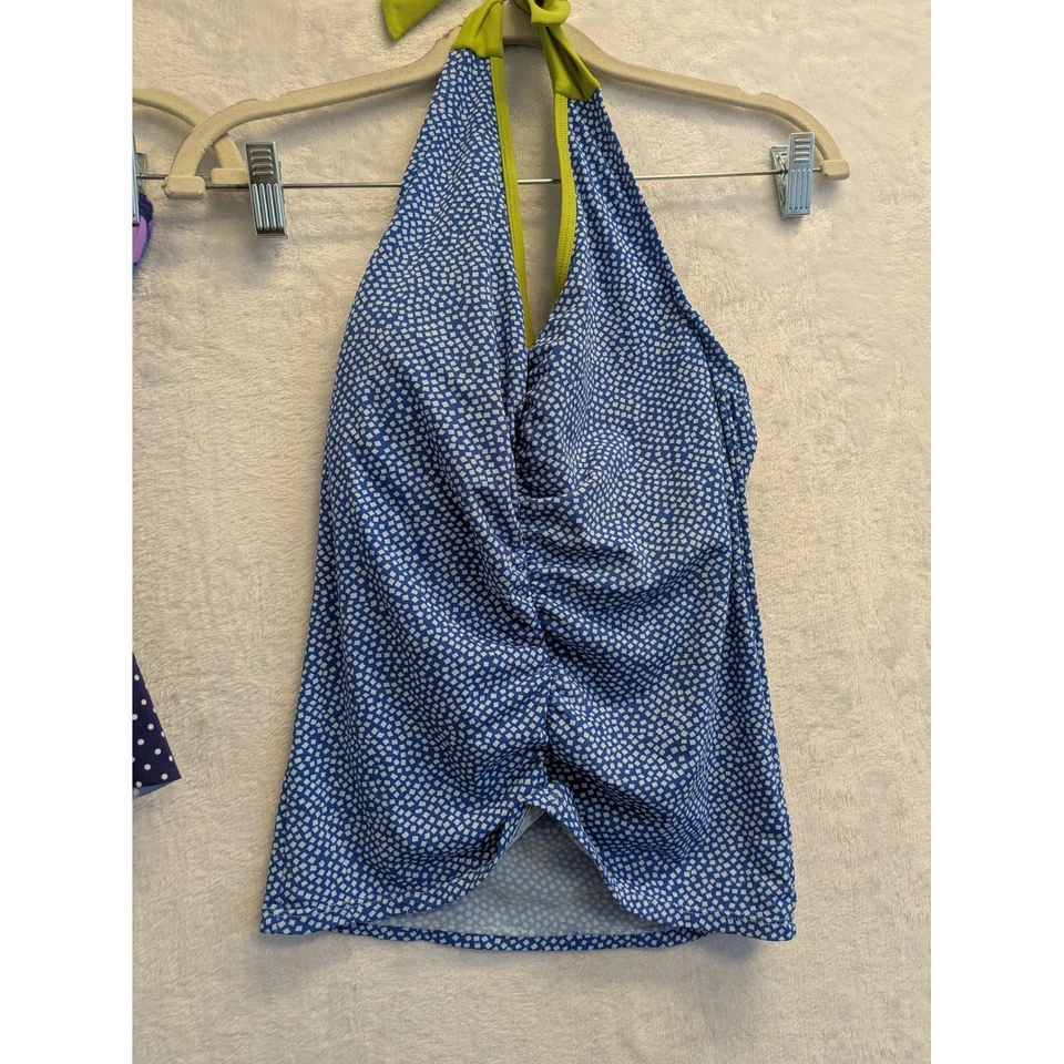 Traje de baño Lime Ricki Swim Halter Tankini Top Azul Floral Lunares Talla M Foto 3 de 4