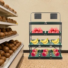 4 Layers Of Shelves With 10 Solid Plates-green Frames And Black Rack Floor Stand