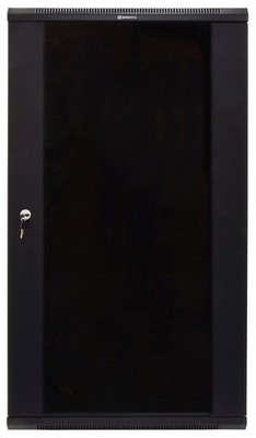 Adastra Rackschrank 22 HE x 450 mm tief mit Glastür, Schloss und 2 Schlüsseln, schwarz