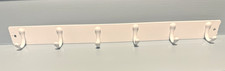 Wall Hook Rack, White Coated Metal, 6 Hooks