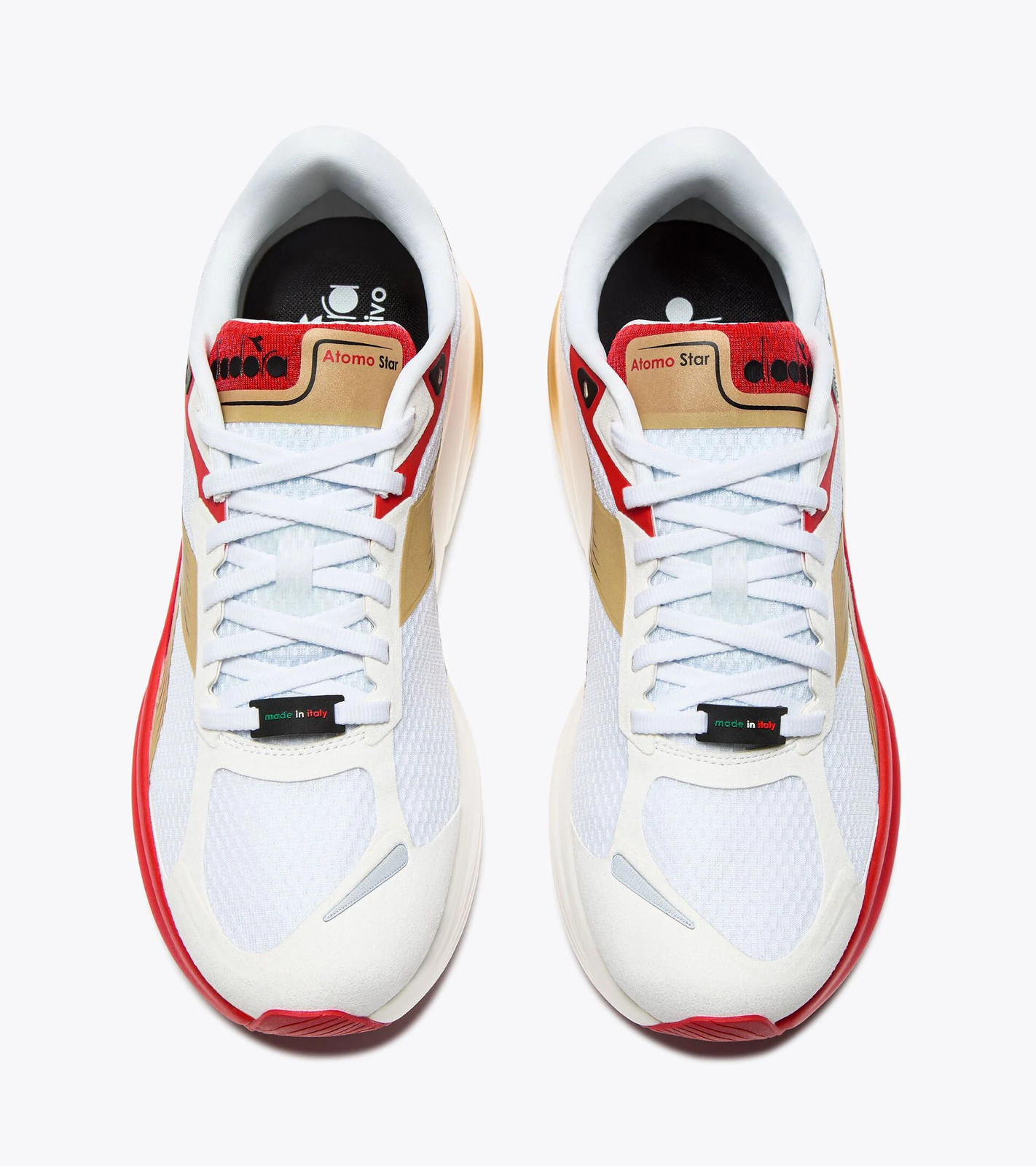 Women's Diadora Atomo Star, White/Metallic Gold/Fiery Red, 6.5 B Medium US image 6