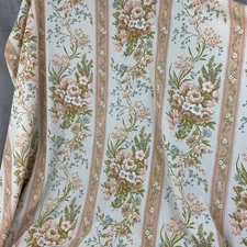 Reclaimed vintage fabric 70s soft floral scalloped stripes 81” x 52”