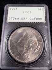 1923 Peace Dollar MS63 PCGS RATTLER HOLDER
