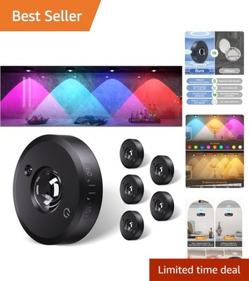Smart RGB Puck Lights - 1200mAh Rechargeable with Magnetic Mounting - 6-Pack