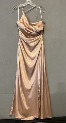 Galina Signature women champagne spaghetti strap full length formal dress sz 6